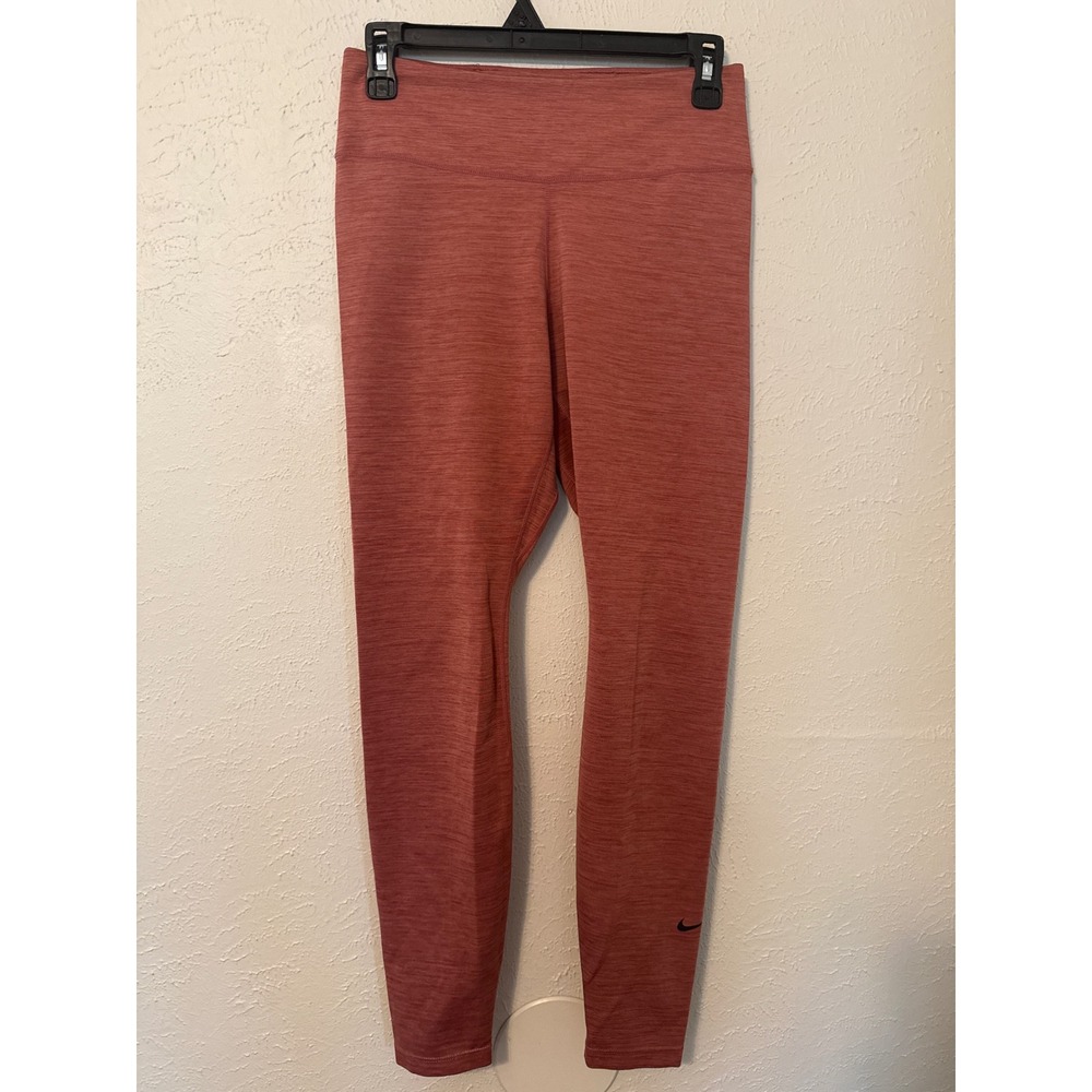 Nike Dri-FIT Womens Heathered Rose Pink Training Leggings Size Medium 27 Inseam